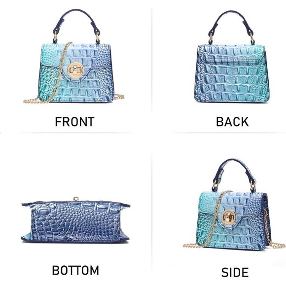 Women Crocodile Vegan Leather Mini Clutch Evening Bag Compact Stylish - Picture 2 of 6